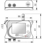 Zeichnung des W3721 Wi-Fi Temperatursensor von Comet System